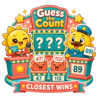 The Guess the Count game show, with contestants holding up numbers