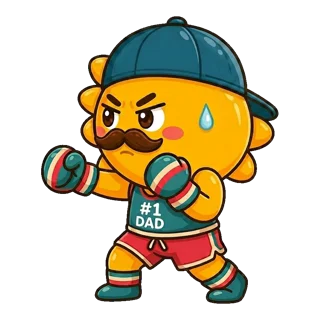 Dad in a fighting boxing stance