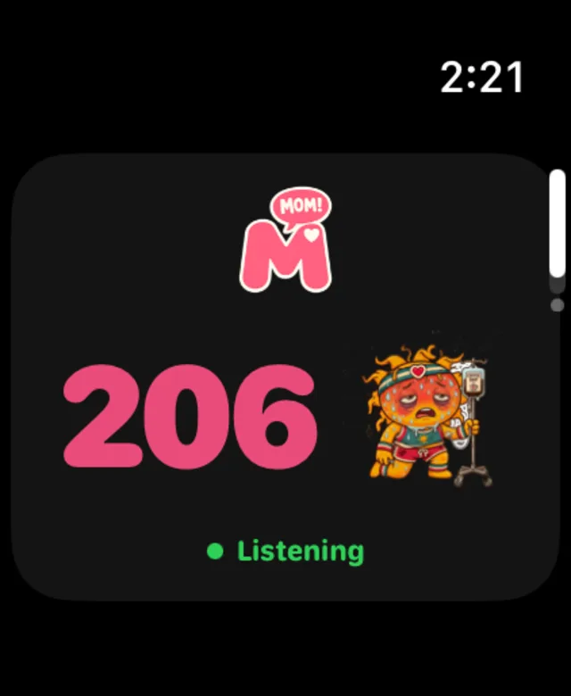 Momitor on Apple Watch showing the live count